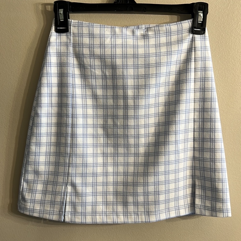 Brandy Melville blue and white plaid mini skirt,  size 0/S, Like New.